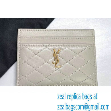Saint Laurent Gaby Card Case In Quilted Lambskin 703219 Vintage White