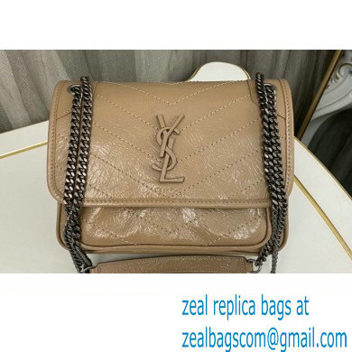 Saint Laurent Niki Baby Bag in Crinkled Vintage Leather 633160 Apricot