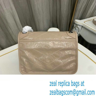 Saint Laurent Niki Baby Bag in Crinkled Vintage Leather 633160 Beige - Click Image to Close