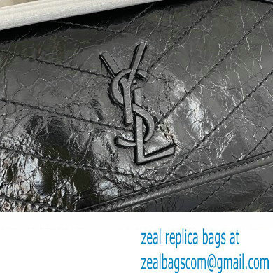 Saint Laurent Niki Baby Bag in Crinkled Vintage Leather 633160 Black/Gold - Click Image to Close