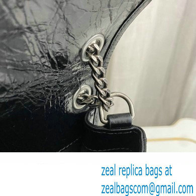 Saint Laurent Niki Baby Bag in Crinkled Vintage Leather 633160 Black/Silver - Click Image to Close
