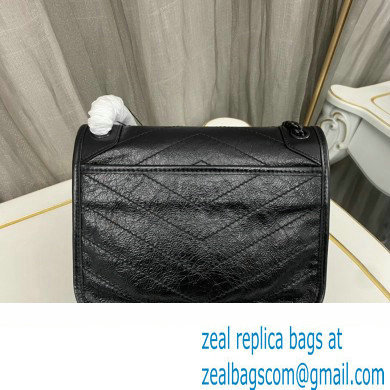 Saint Laurent Niki Baby Bag in Crinkled Vintage Leather 633160 Black