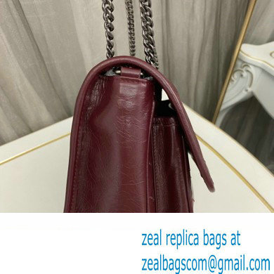 Saint Laurent Niki Baby Bag in Crinkled Vintage Leather 633160 Burgundy - Click Image to Close