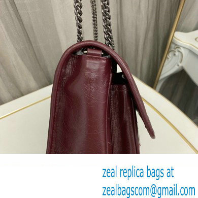 Saint Laurent Niki Baby Bag in Crinkled Vintage Leather 633160 Burgundy