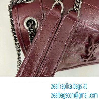 Saint Laurent Niki Baby Bag in Crinkled Vintage Leather 633160 Burgundy - Click Image to Close