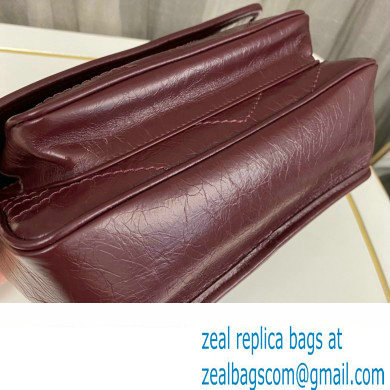 Saint Laurent Niki Baby Bag in Crinkled Vintage Leather 633160 Burgundy - Click Image to Close