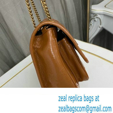 Saint Laurent Niki Baby Bag in Crinkled Vintage Leather 633160 Caramel