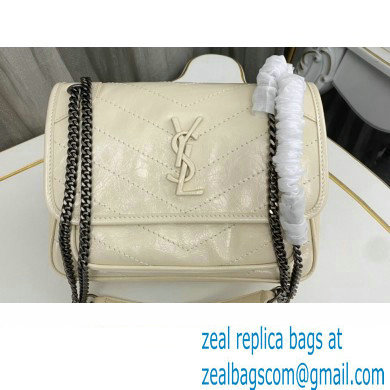 Saint Laurent Niki Baby Bag in Crinkled Vintage Leather 633160 Creamy - Click Image to Close