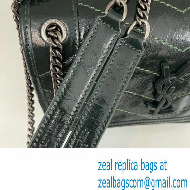 Saint Laurent Niki Baby Bag in Crinkled Vintage Leather 633160 Dark Green