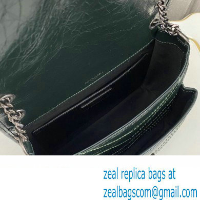 Saint Laurent Niki Baby Bag in Crinkled Vintage Leather 633160 Dark Green - Click Image to Close