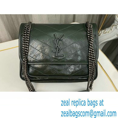 Saint Laurent Niki Baby Bag in Crinkled Vintage Leather 633160 Emerald Green