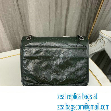 Saint Laurent Niki Baby Bag in Crinkled Vintage Leather 633160 Emerald Green - Click Image to Close