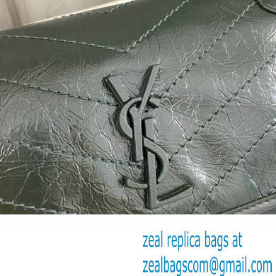 Saint Laurent Niki Baby Bag in Crinkled Vintage Leather 633160 Emerald Green - Click Image to Close