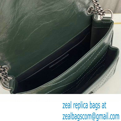 Saint Laurent Niki Baby Bag in Crinkled Vintage Leather 633160 Emerald Green - Click Image to Close