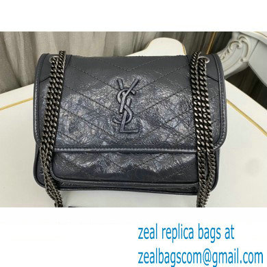 Saint Laurent Niki Baby Bag in Crinkled Vintage Leather 633160 Gray