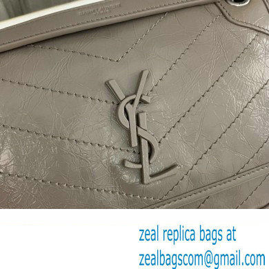 Saint Laurent Niki Baby Bag in Crinkled Vintage Leather 633160 Light Gray - Click Image to Close