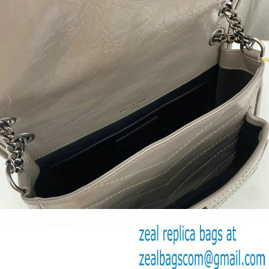 Saint Laurent Niki Baby Bag in Crinkled Vintage Leather 633160 Light Gray - Click Image to Close
