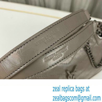 Saint Laurent Niki Baby Bag in Crinkled Vintage Leather 633160 Light Gray