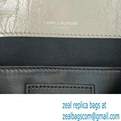 Saint Laurent Niki Baby Bag in Crinkled Vintage Leather 633160 Light Gray