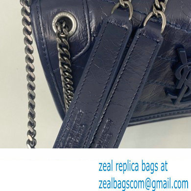 Saint Laurent Niki Baby Bag in Crinkled Vintage Leather 633160 Navy Blue