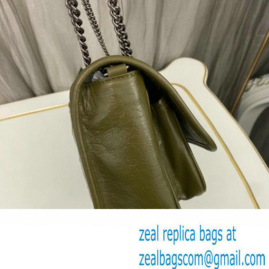 Saint Laurent Niki Baby Bag in Crinkled Vintage Leather 633160 Olive Green