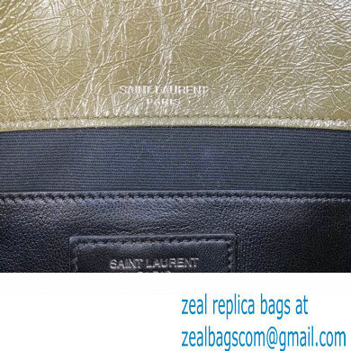 Saint Laurent Niki Baby Bag in Crinkled Vintage Leather 633160 Olive Green