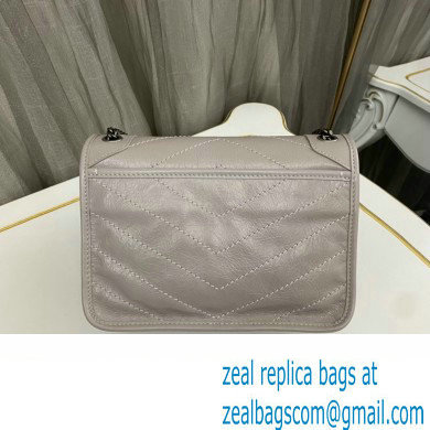 Saint Laurent Niki Baby Bag in Crinkled Vintage Leather 633160 Pale Gray - Click Image to Close