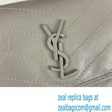 Saint Laurent Niki Baby Bag in Crinkled Vintage Leather 633160 Pale Gray - Click Image to Close