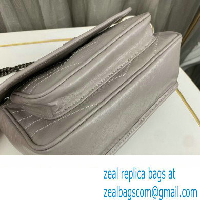 Saint Laurent Niki Baby Bag in Crinkled Vintage Leather 633160 Pale Gray - Click Image to Close