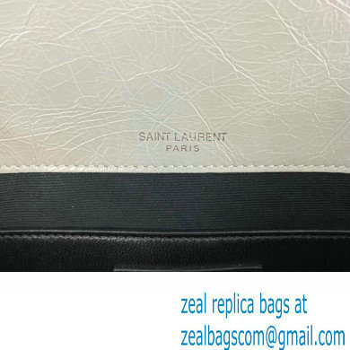 Saint Laurent Niki Baby Bag in Crinkled Vintage Leather 633160 Pale Gray - Click Image to Close