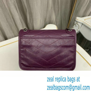 Saint Laurent Niki Baby Bag in Crinkled Vintage Leather 633160 Purple