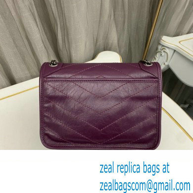 Saint Laurent Niki Baby Bag in Crinkled Vintage Leather 633160 Purple - Click Image to Close