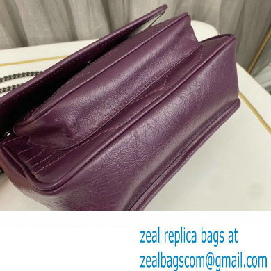 Saint Laurent Niki Baby Bag in Crinkled Vintage Leather 633160 Purple