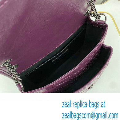 Saint Laurent Niki Baby Bag in Crinkled Vintage Leather 633160 Purple - Click Image to Close