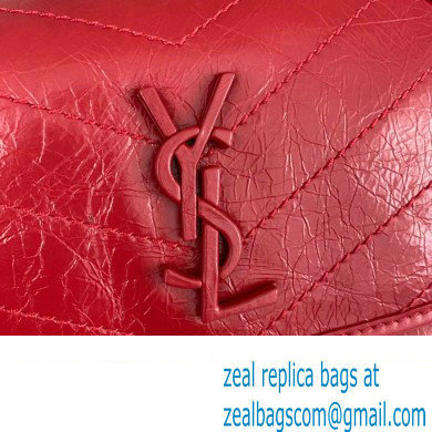 Saint Laurent Niki Baby Bag in Crinkled Vintage Leather 633160 Red - Click Image to Close