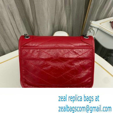 Saint Laurent Niki Baby Bag in Crinkled Vintage Leather 633160 Red - Click Image to Close