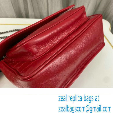 Saint Laurent Niki Baby Bag in Crinkled Vintage Leather 633160 Red - Click Image to Close