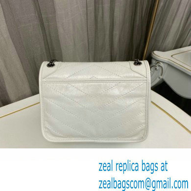 Saint Laurent Niki Baby Bag in Crinkled Vintage Leather 633160 White