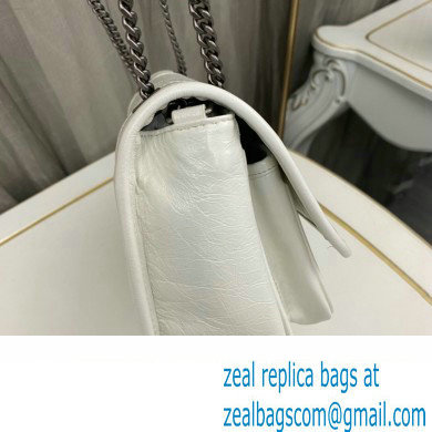 Saint Laurent Niki Baby Bag in Crinkled Vintage Leather 633160 White - Click Image to Close