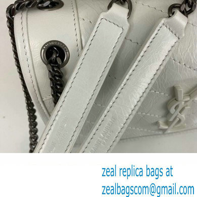 Saint Laurent Niki Baby Bag in Crinkled Vintage Leather 633160 White