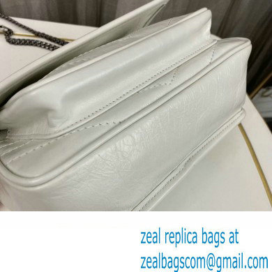 Saint Laurent Niki Baby Bag in Crinkled Vintage Leather 633160 White