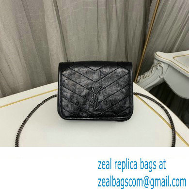 Saint Laurent Niki Chain Wallet Bag in Crinkled Vintage Leather 583103 Black