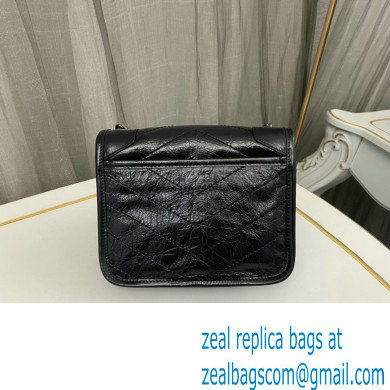 Saint Laurent Niki Chain Wallet Bag in Crinkled Vintage Leather 583103 Black