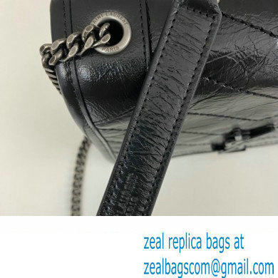 Saint Laurent Niki Chain Wallet Bag in Crinkled Vintage Leather 583103 Black