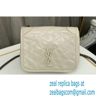 Saint Laurent Niki Chain Wallet Bag in Crinkled Vintage Leather 583103 Creamy