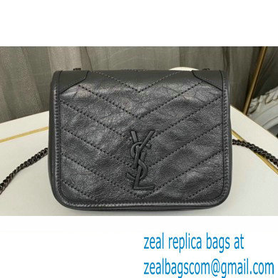 Saint Laurent Niki Chain Wallet Bag in Crinkled Vintage Leather 583103 Gray - Click Image to Close