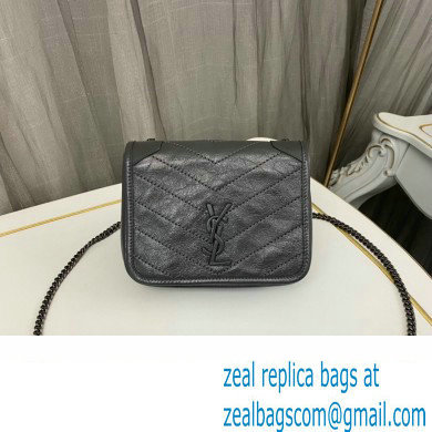 Saint Laurent Niki Chain Wallet Bag in Crinkled Vintage Leather 583103 Gray - Click Image to Close