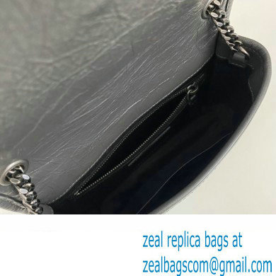 Saint Laurent Niki Chain Wallet Bag in Crinkled Vintage Leather 583103 Gray