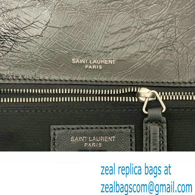 Saint Laurent Niki Large Bag in Crinkled Vintage Leather 498883 Black/Silver