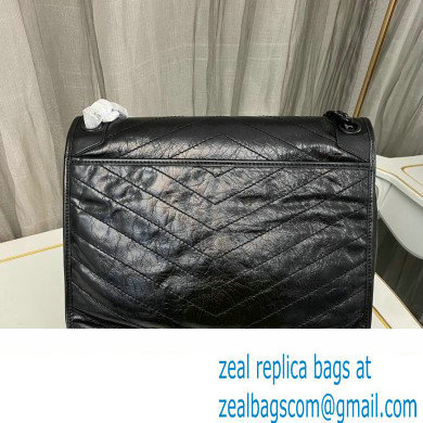 Saint Laurent Niki Large Bag in Crinkled Vintage Leather 498883 Black